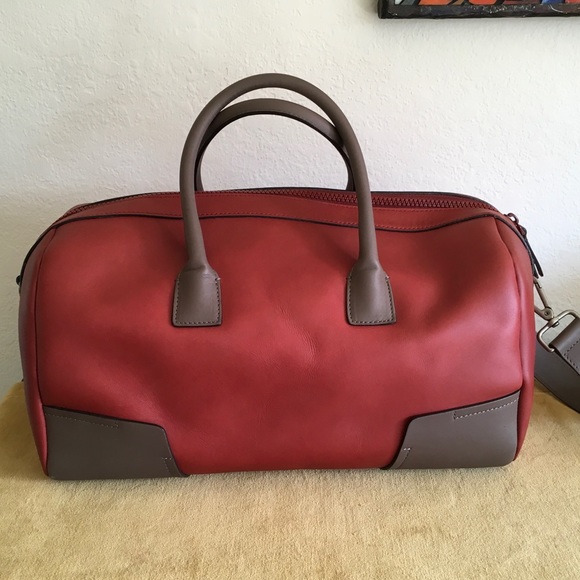BRUNELLO CUCINELLI Red Taupe Leather Duffel Bag - Picture 2 of 8